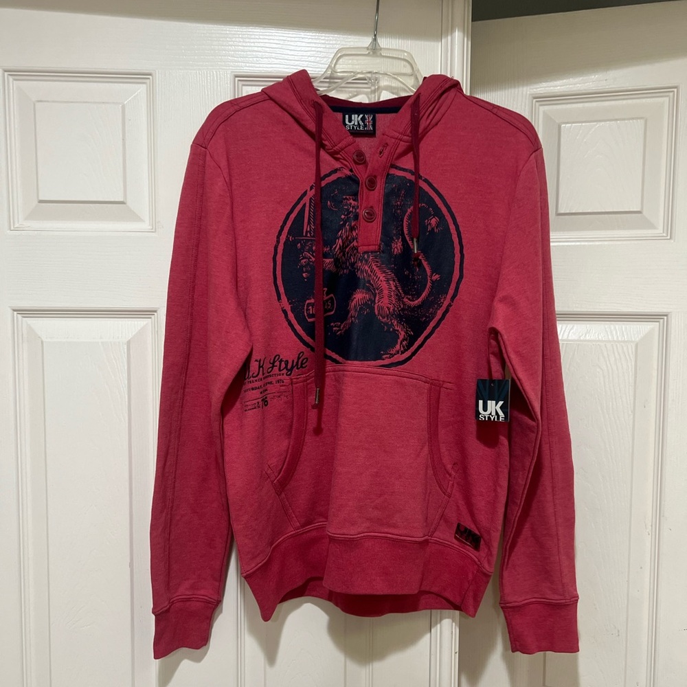 NEW French Connection‎ Orange Graphic Bold Men's Size Small Hooded Sweatshirt